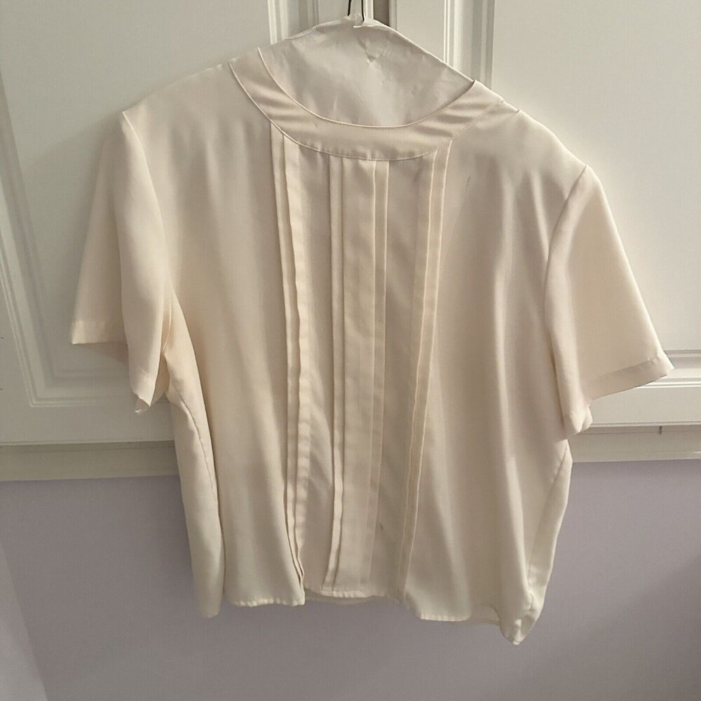 Croft & Barrow White Boat Neck Top Button Closure Women's‎ Size L Blouse